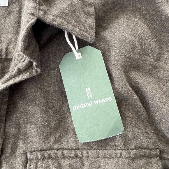 NWT Mutual Weave Dark Olive Flannel Button Up Shirt M | 100% Cotton Casual Top - Picture 3 of 7